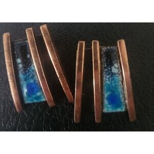 Vtg 1960's, 70's Matisse Renoir  Clip On Earrings Blue Enamel On Copper